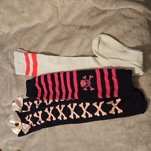 Two Pair knee-high Socks/One Pair Leg Warmers